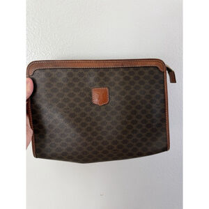 Celine Paris Blue Macadam Monogram Clutch Cosmetic Pouch Bag Vintage, Italy